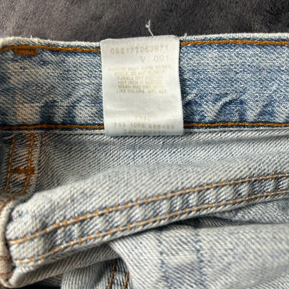 Levi's 505 Denim Shorts Mens W36 Light Blue Distressed Regular Fit